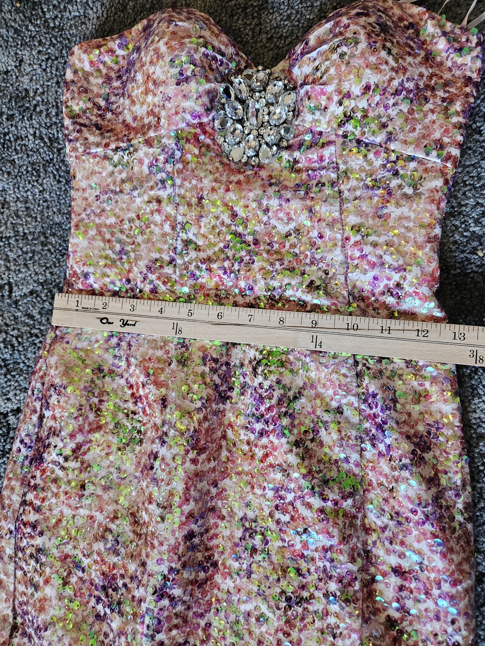 Jovani Strapless Sequin Mermaid Gown in Multicolor Pastels size 0 - Picture 13 of 14